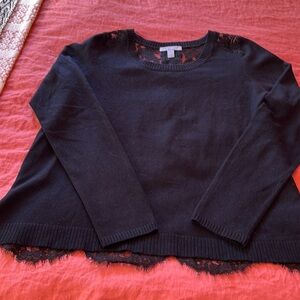Black Dylan Gray cashmere and lace sweater in size L
